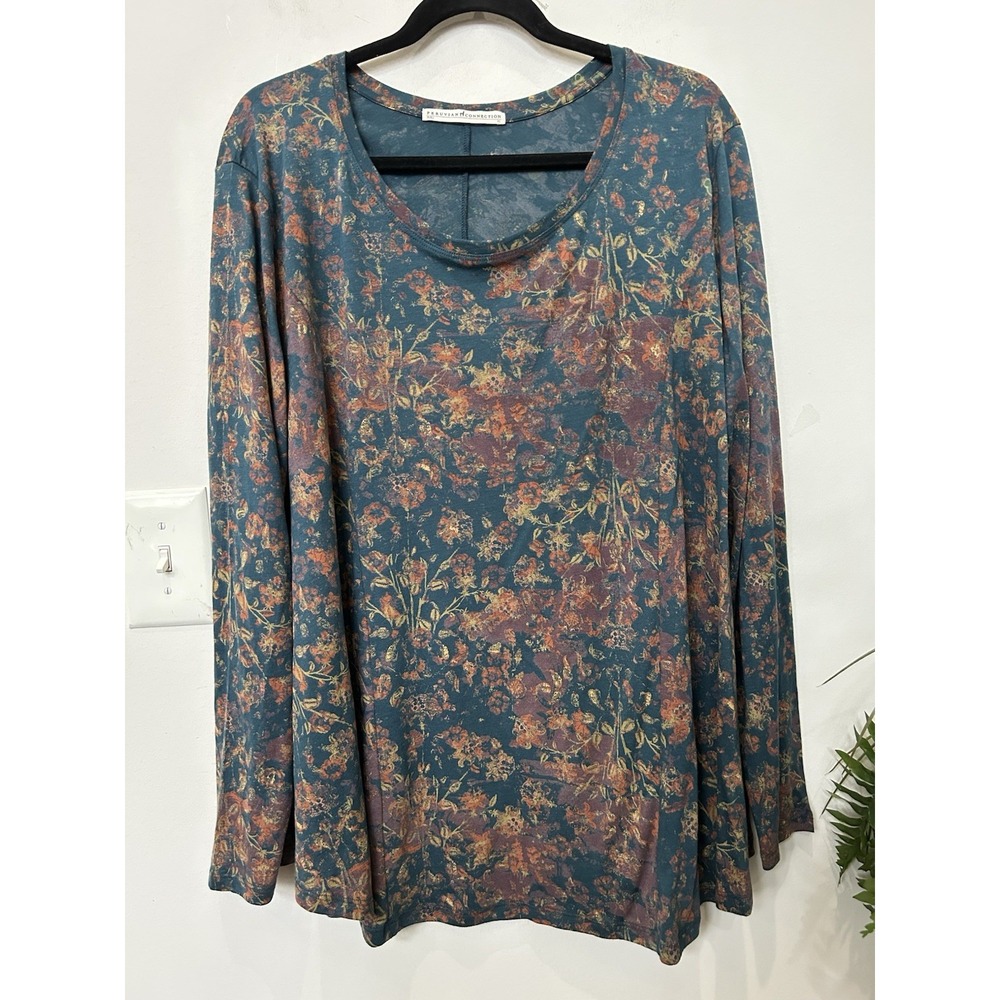 Peruvian Connection Twilight Meadow Top XL Boho Cottagecore Floral Pima Cotton